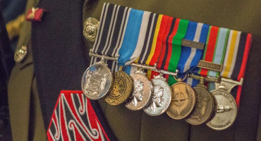 Close up of a medal rack