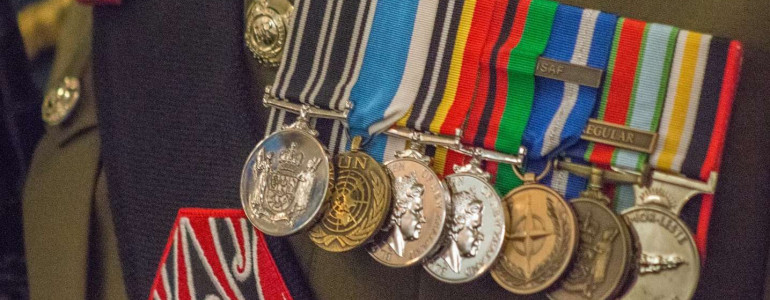 Close up of a medal rack