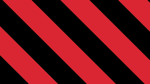 A bright, striped warning banner 