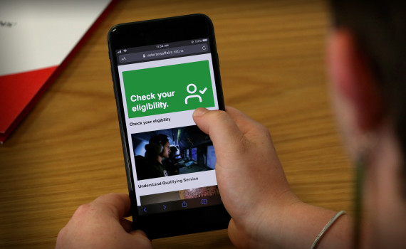 Person checking their eligibility on the VA website