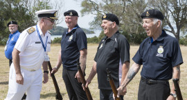 The Chief of Navy, Rear Admiral David Proctor, shares a moment with the ‘guard’ on Motuihe Island