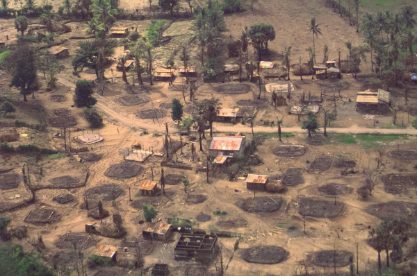 Destroyed buildings in Suai, Timor-Leste 1999.