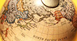 Globe North Pacific Ocean