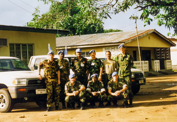 John Dyer with his team of nine in Sierra Leone