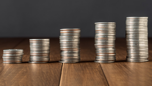 A stack of coins on a table